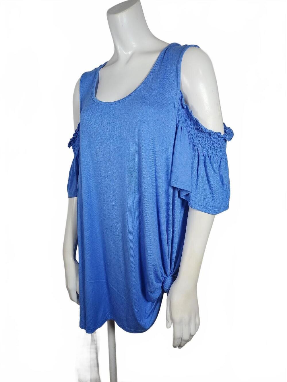 ELLE Cold Shoulder Blue Knit Top XXL